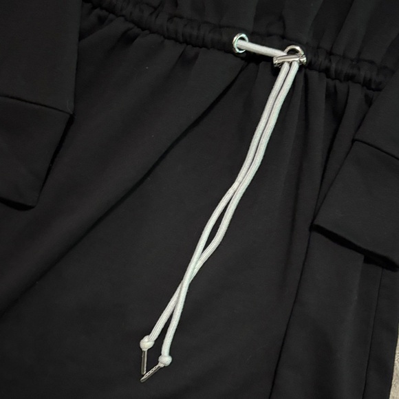 Calvin Klein Black Long Sleeve Dress with White Tie Trim - Picture 3 of 5